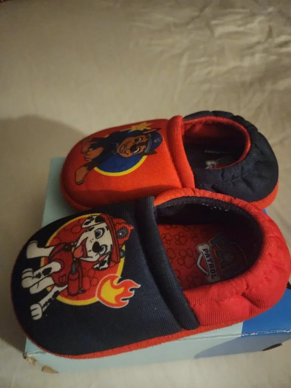 Paw Patrol Slippers for Toddlers, Mismatch A-Line House Shoes, Red/Blue, Toddler